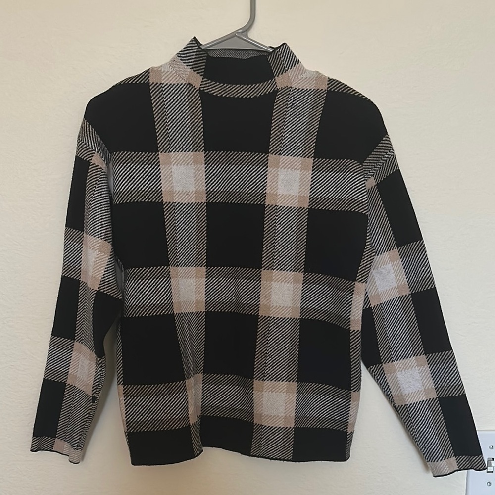 Premise Plaid Mock Neck Sweater